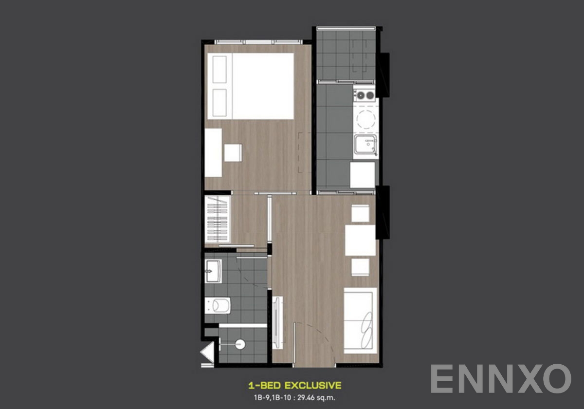 รูปแปลนห้อง 1 Bedroom Exclusive  ของโครงการ เอพพิโซด พหล-สะพานใหม่
