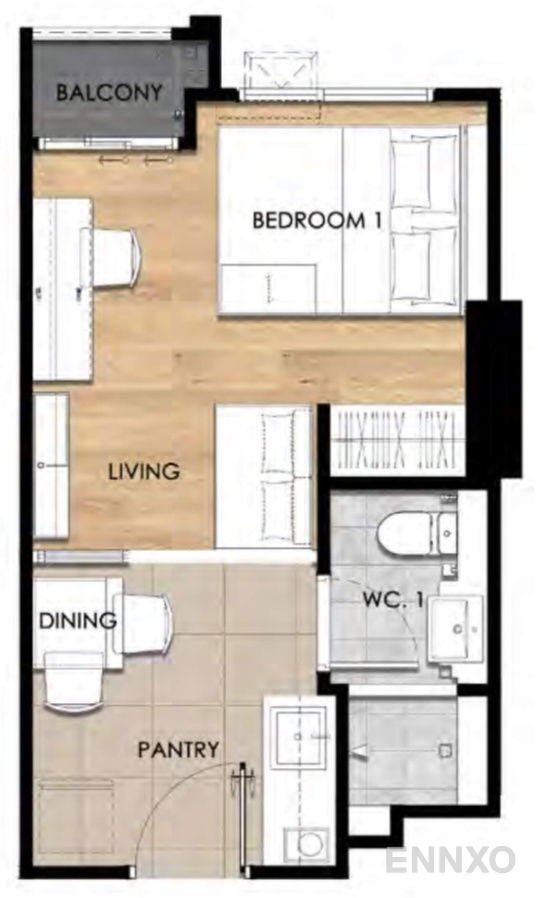 รูปแปลนห้อง Type A1 ของโครงการ เอสเซ็นท์ อุบลราชธานี