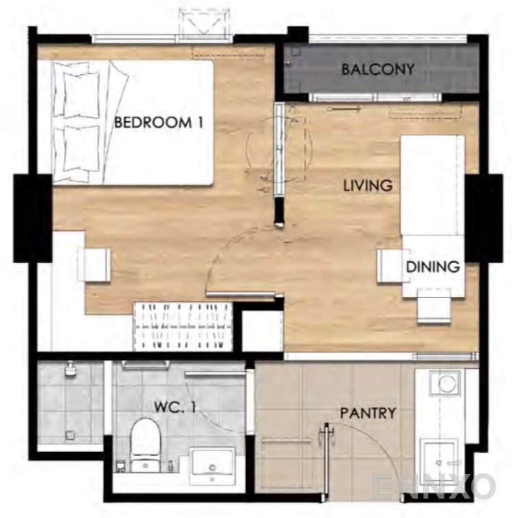 รูปแปลนห้อง Type B8 ของโครงการ เอสเซ็นท์ อุบลราชธานี