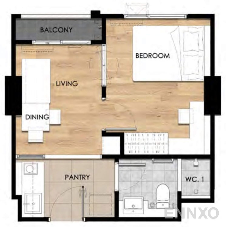 รูปแปลนห้อง Type B8M ของโครงการ เอสเซ็นท์ อุบลราชธานี