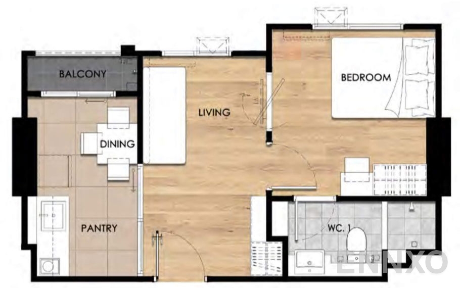 รูปแปลนห้อง Type C1M ของโครงการ เอสเซ็นท์ อุบลราชธานี