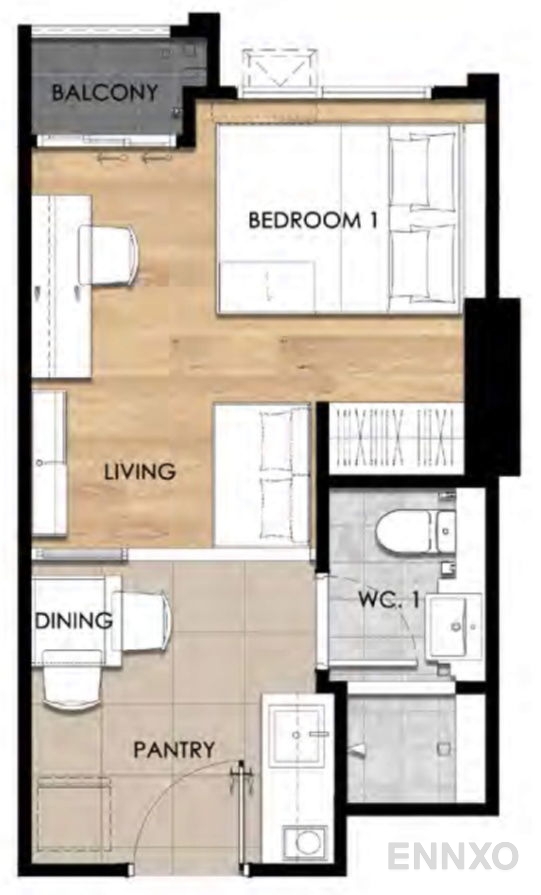 รูปแปลนห้อง Type A2 ของโครงการ เอสเซ็นท์ อุบลราชธานี