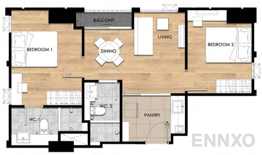 รูปแปลนห้อง Type D1 ของโครงการ เอสเซ็นท์ อุบลราชธานี