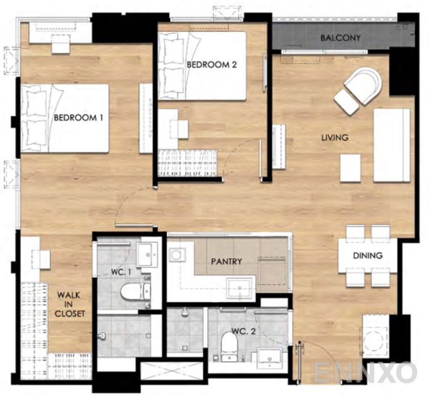 รูปแปลนห้อง Type E ของโครงการ เอสเซ็นท์ อุบลราชธานี