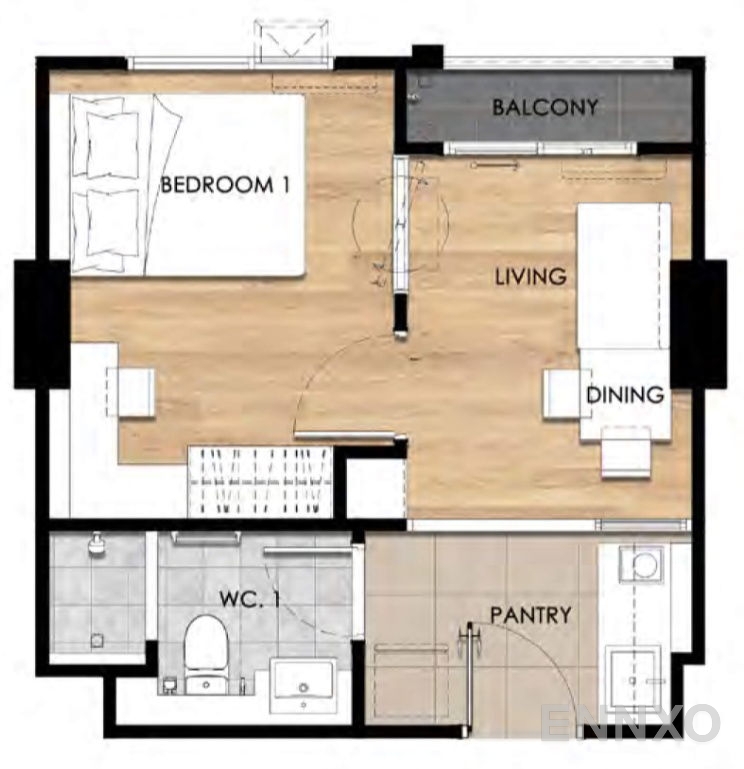 รูปแปลนห้อง Type B1 ของโครงการ เอสเซ็นท์ อุบลราชธานี