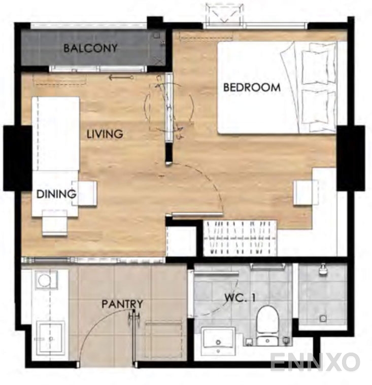 รูปแปลนห้อง Type B1M ของโครงการ เอสเซ็นท์ อุบลราชธานี