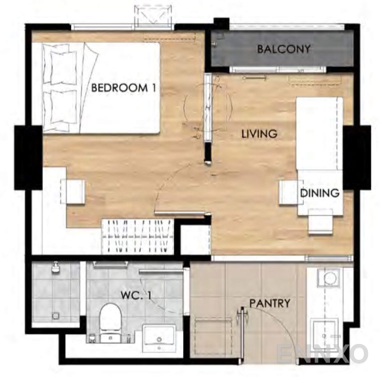 รูปแปลนห้อง Type B2 ของโครงการ เอสเซ็นท์ อุบลราชธานี