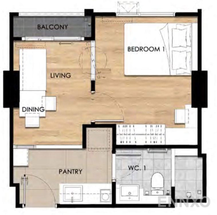 รูปแปลนห้อง Type B3 ของโครงการ เอสเซ็นท์ อุบลราชธานี