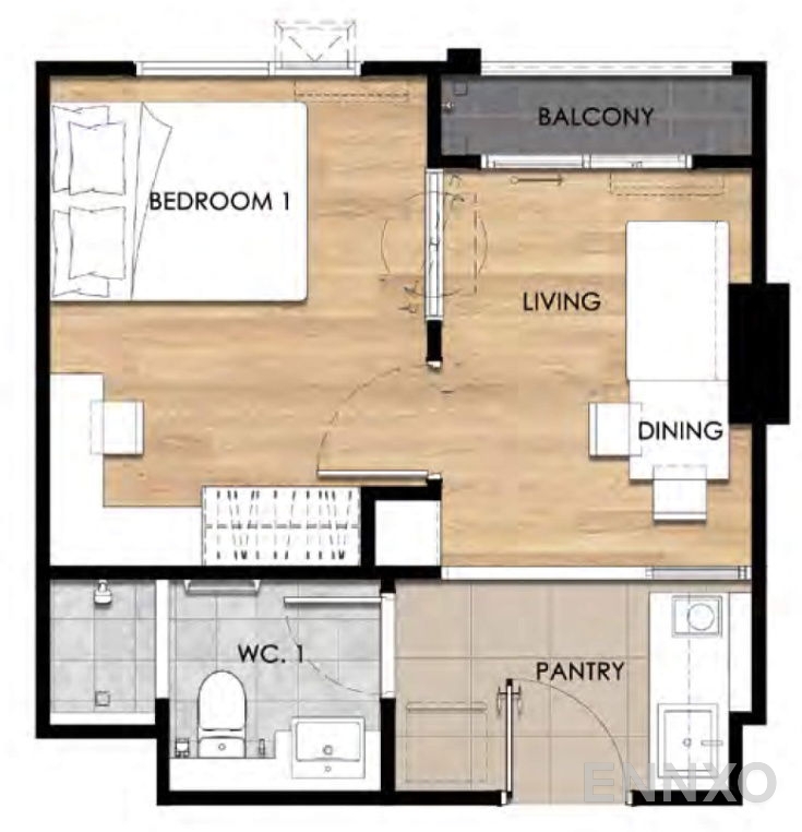 รูปแปลนห้อง Type B4 ของโครงการ เอสเซ็นท์ อุบลราชธานี