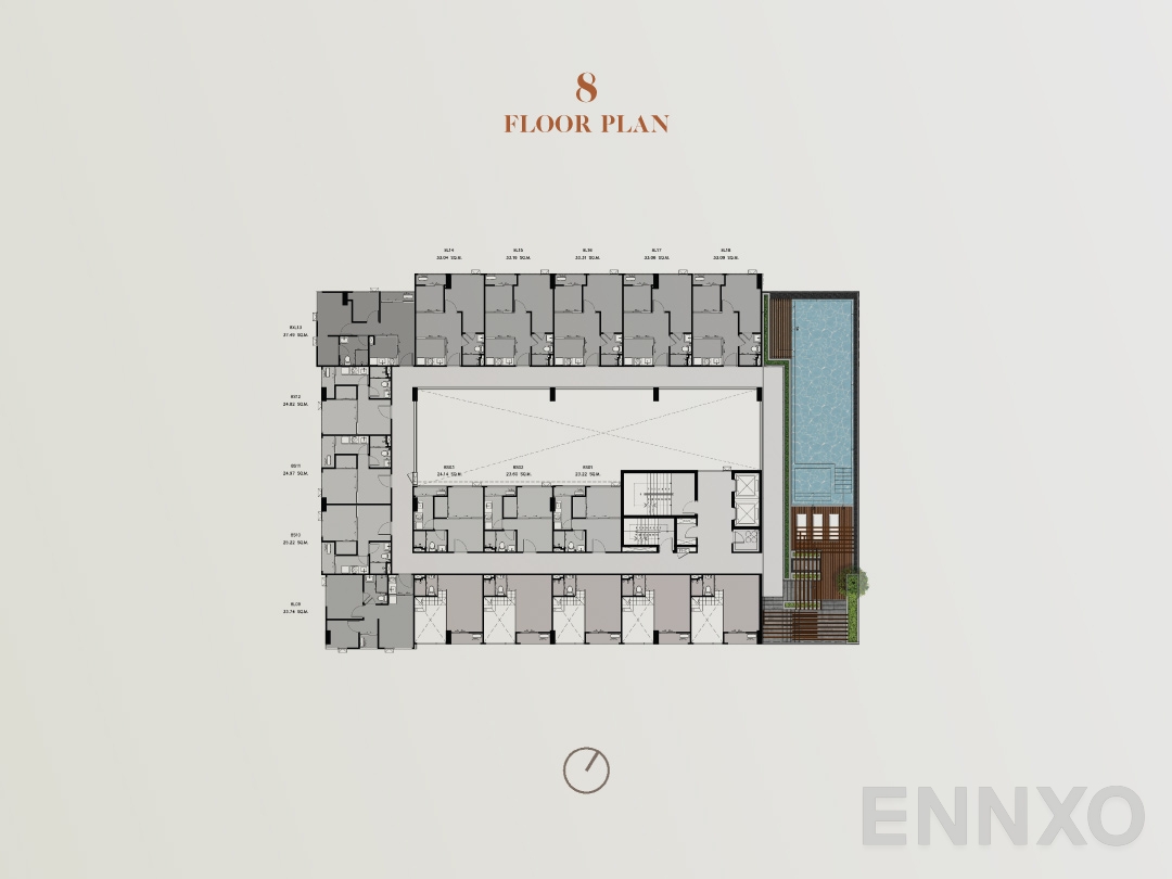 แปลนชั้น Floor 8 ของโครงการ เอสคิว สุขุมวิท 101/1