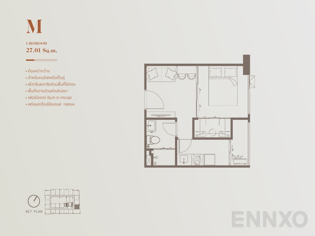 รูปแปลนห้อง M ของโครงการ เอสคิว สุขุมวิท 101/1