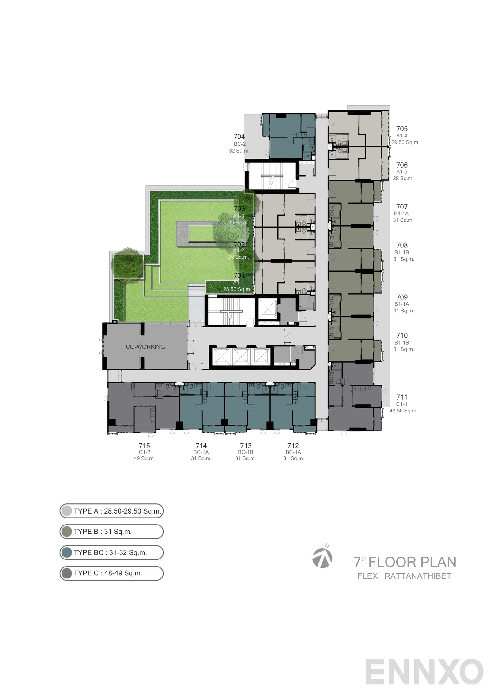 แปลนชั้น Floorplan ชั้น 7 ของโครงการ เฟล็กซี่ รัตนาธิเบศร์