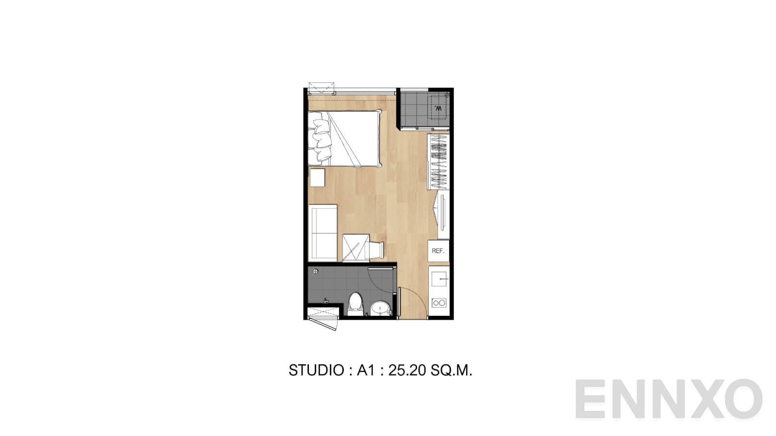 รูปแปลนห้อง Type A1 ของโครงการ Flexi Sathon - Charoennakhon