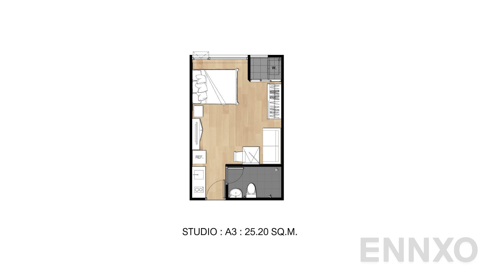 รูปแปลนห้อง Type A3 ของโครงการ Flexi Sathon - Charoennakhon