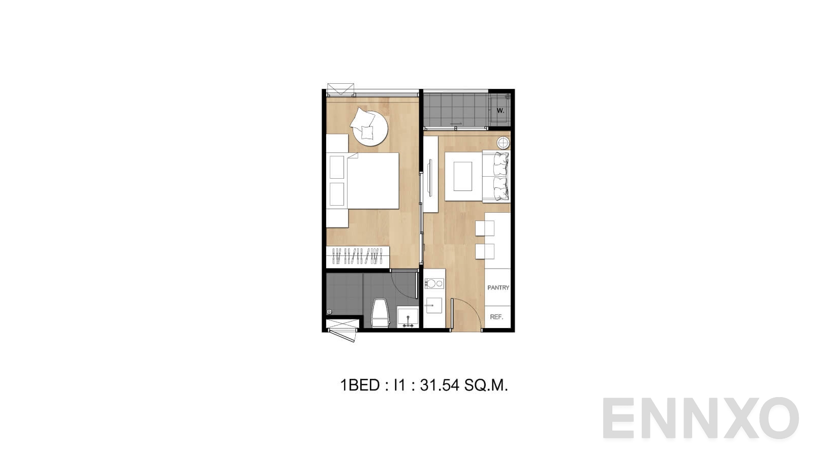รูปแปลนห้อง Type I1 ของโครงการ Flexi Sathon - Charoennakhon