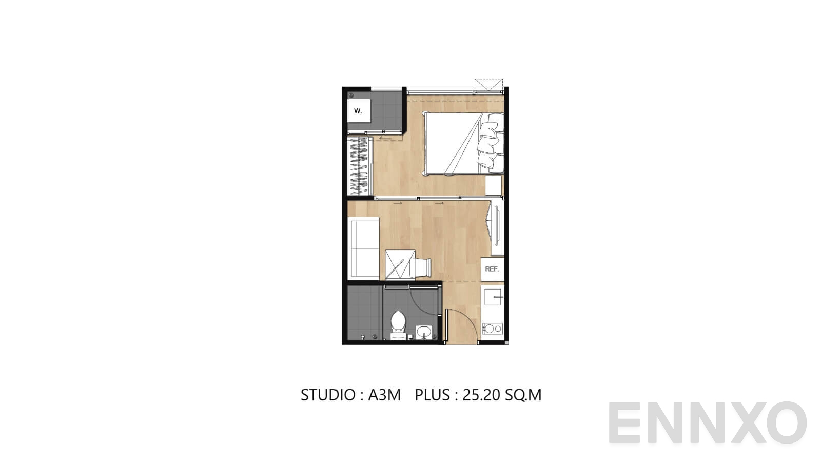 รูปแปลนห้อง Type A3M PLUS ของโครงการ Flexi Sathon - Charoennakhon