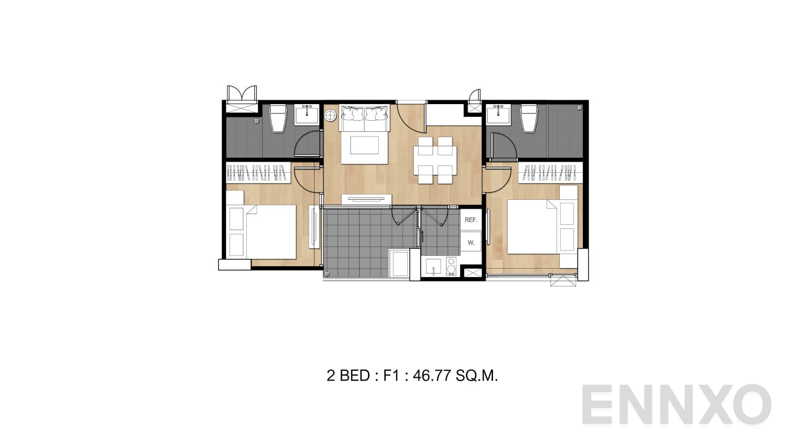 รูปแปลนห้อง Type F1 ของโครงการ Flexi Sathon - Charoennakhon