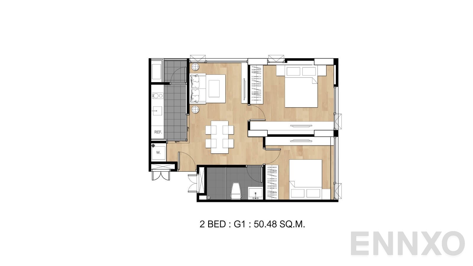 รูปแปลนห้อง Type G1 ของโครงการ Flexi Sathon - Charoennakhon