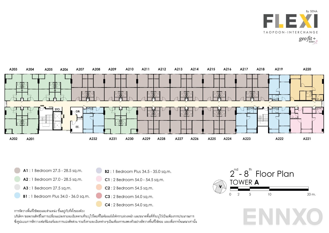 แปลนชั้น Tower A ชั้น 2-8 ของโครงการ เฟรช คอนโดมิเนียม