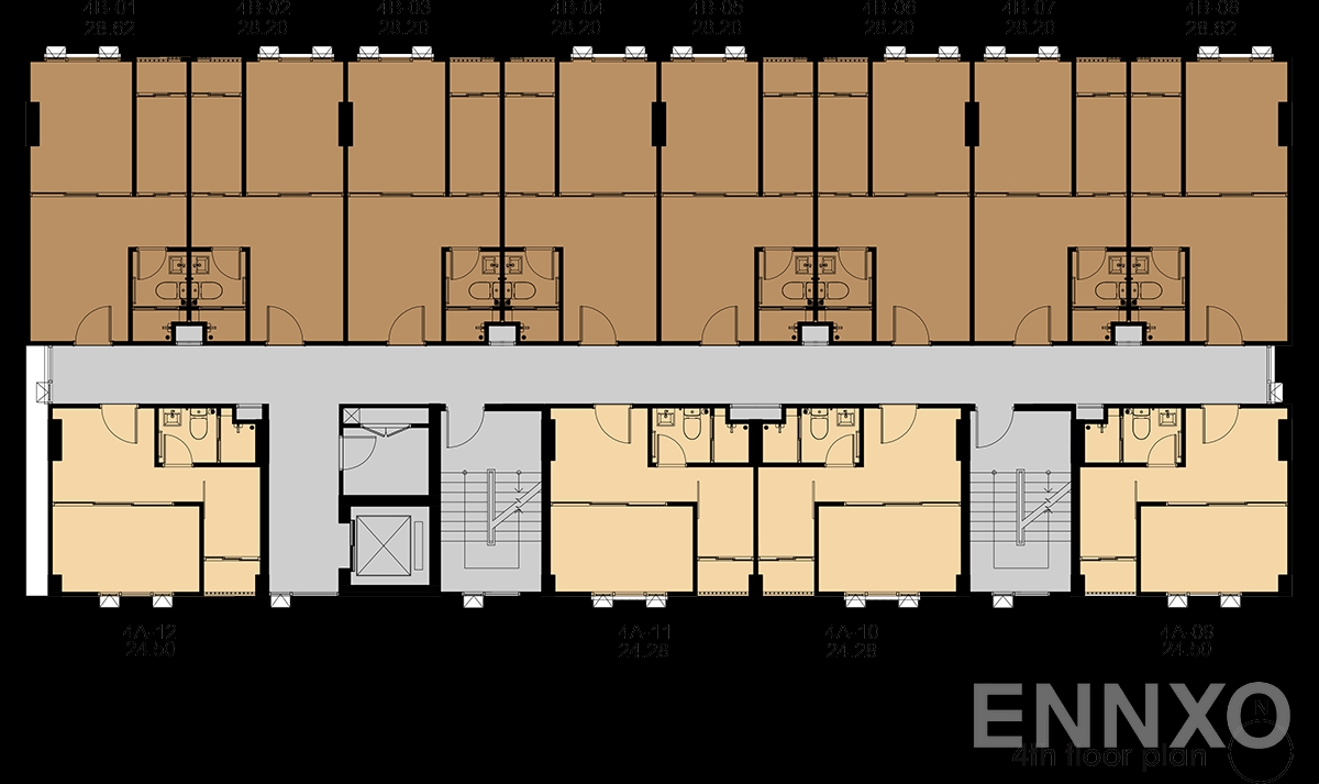 แปลนชั้น Fourth Floor ของโครงการ เดอะ คอลเล็ค รัชดา 32