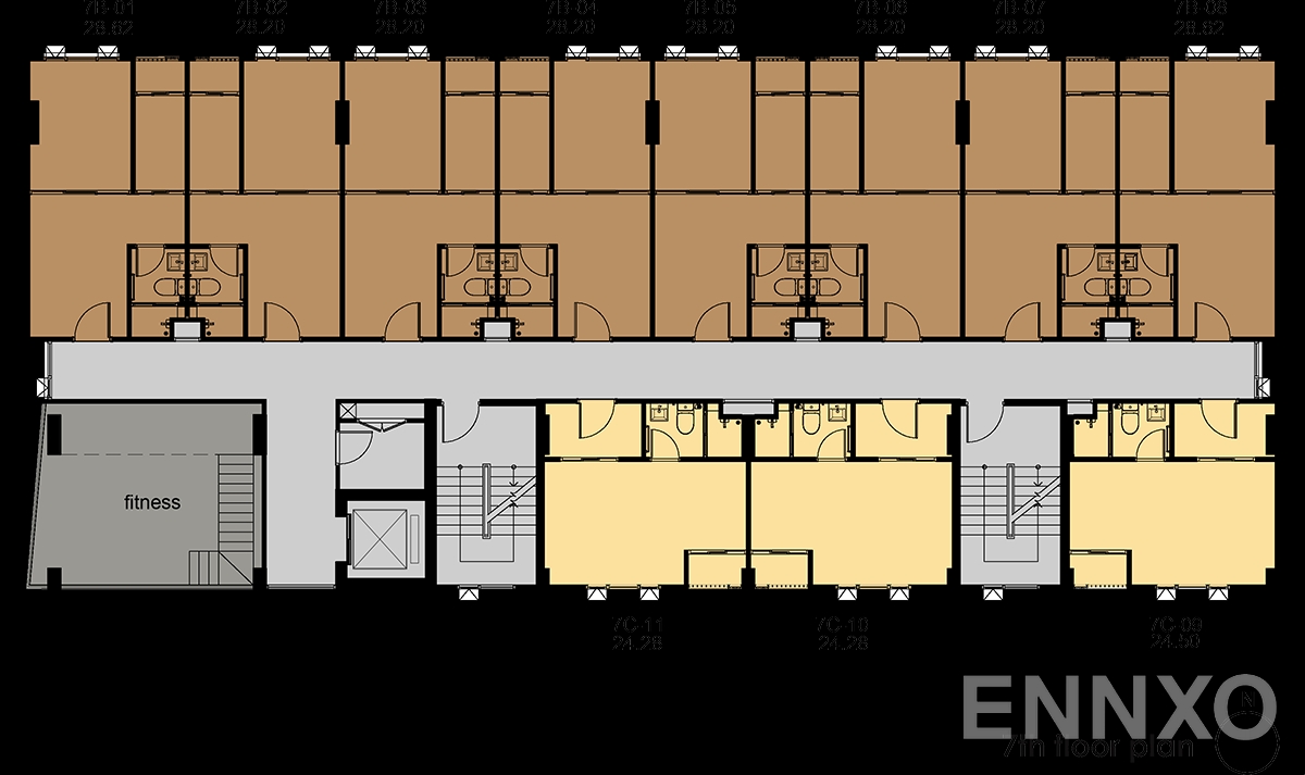 แปลนชั้น Seventh Floor ของโครงการ เดอะ คอลเล็ค รัชดา 32