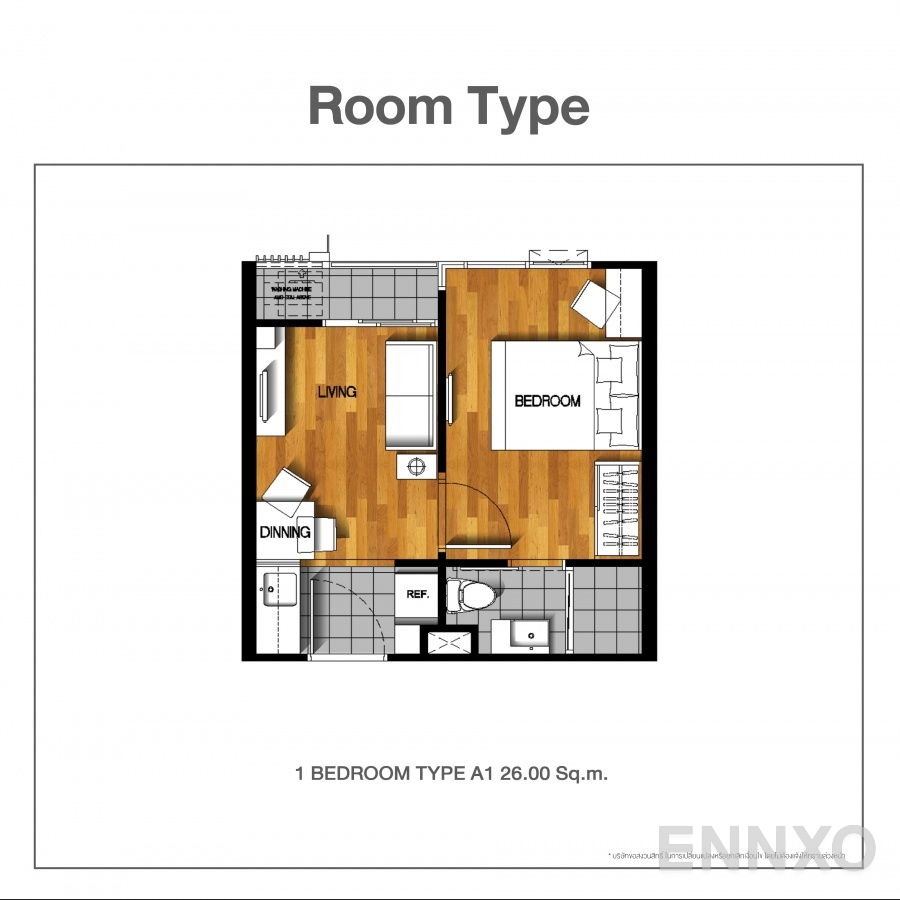 รูปแปลนห้อง Type A ของโครงการ เฟรช คอนโดมิเนียม