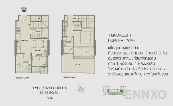 รูปแปลนห้อง Duplex ของโครงการ ฟิวส์ สาทร-ตากสิน