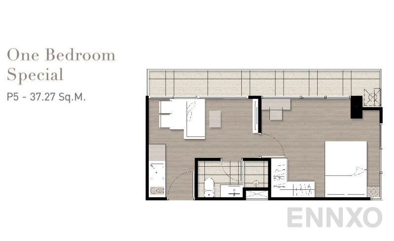 รูปแปลนห้อง 1 Bedroom Special ของโครงการ เอชทู กลาส และ โครม