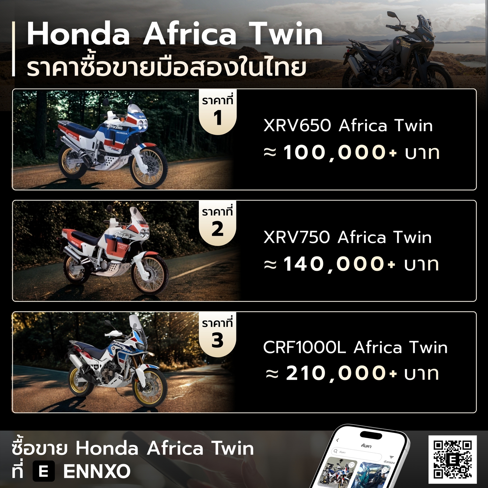 ราคา Honda Africa Twin มือสอง เท่าไหร่
