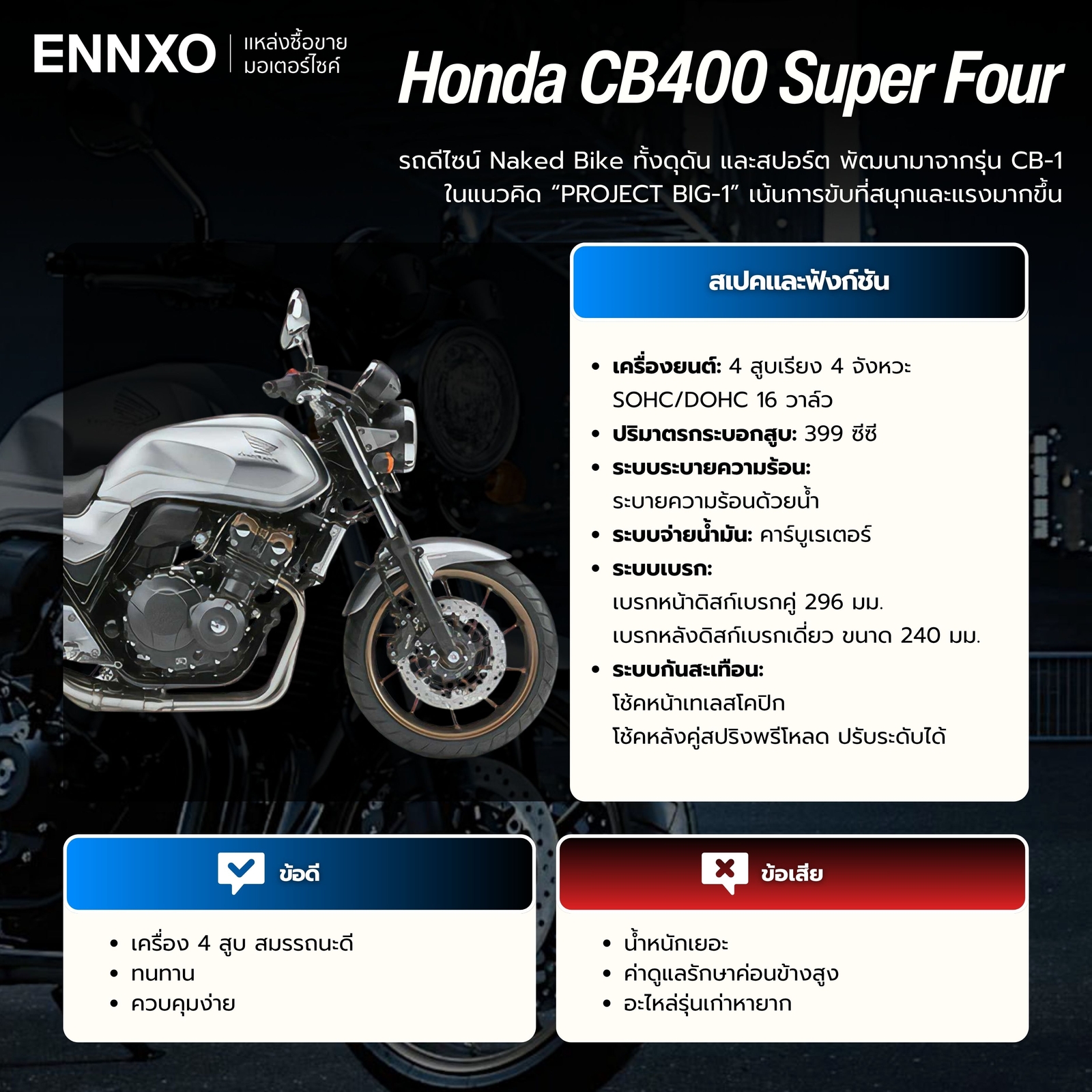 Honda CB400 Super Four สเปค