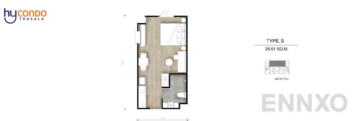 รูปแปลนห้อง Type S ของโครงการ ไฮคอนโด ท่าศาลา