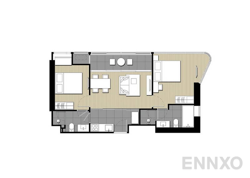 รูปแปลนห้อง 2 Bedrooms ของโครงการ ไอดีโอ โมบิ อโศก