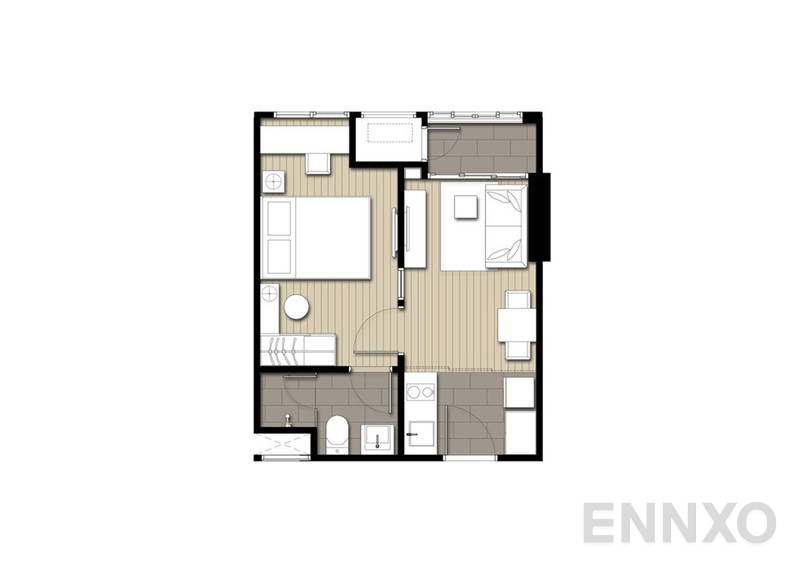 รูปแปลนห้อง 1 Bedroom ของโครงการ ไอดีโอ โมบิ พระราม 9