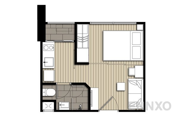 รูปแปลนห้อง Studio ของโครงการ ไอดีโอ โมบิ สาทร