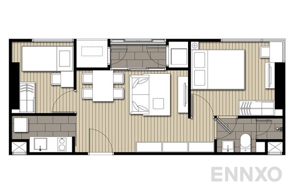 รูปแปลนห้อง 2 Bedrooms ของโครงการ ไอดีโอ โมบิ สาทร