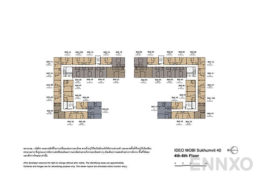 แปลนชั้น 4th - 6th floor ของโครงการ ไอดีโอ โมบิ สุขุมวิท 40