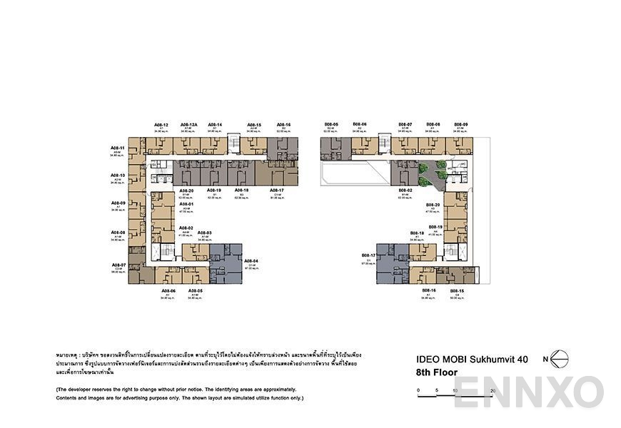 แปลนชั้น 8 floor ของโครงการ ไอดีโอ โมบิ สุขุมวิท 40