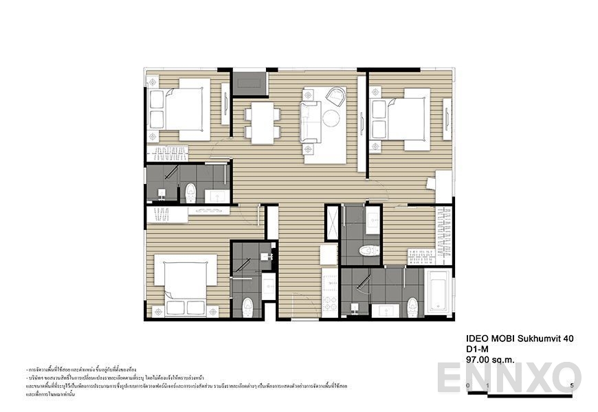 รูปแปลนห้อง D1-M ของโครงการ ไอดีโอ โมบิ สุขุมวิท 40