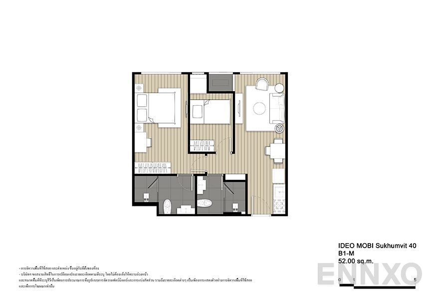 รูปแปลนห้อง B1-M ของโครงการ ไอดีโอ โมบิ สุขุมวิท 40
