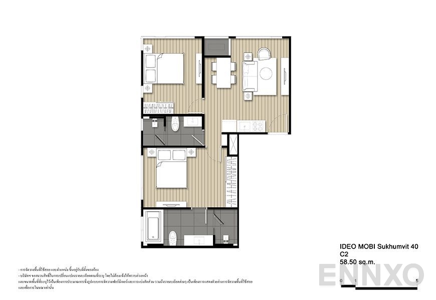 รูปแปลนห้อง C2 ของโครงการ ไอดีโอ โมบิ สุขุมวิท 40