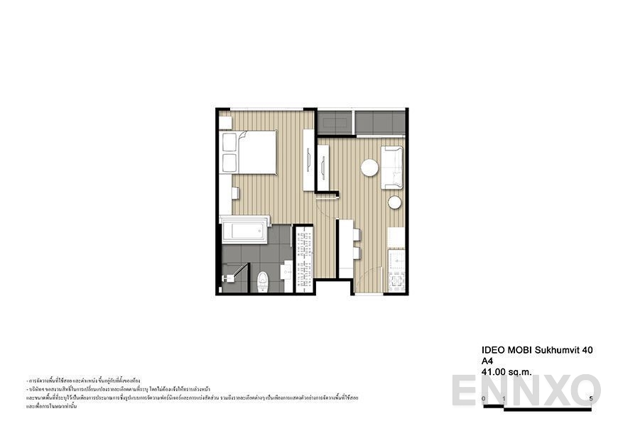 รูปแปลนห้อง A4 ของโครงการ ไอดีโอ โมบิ สุขุมวิท 40