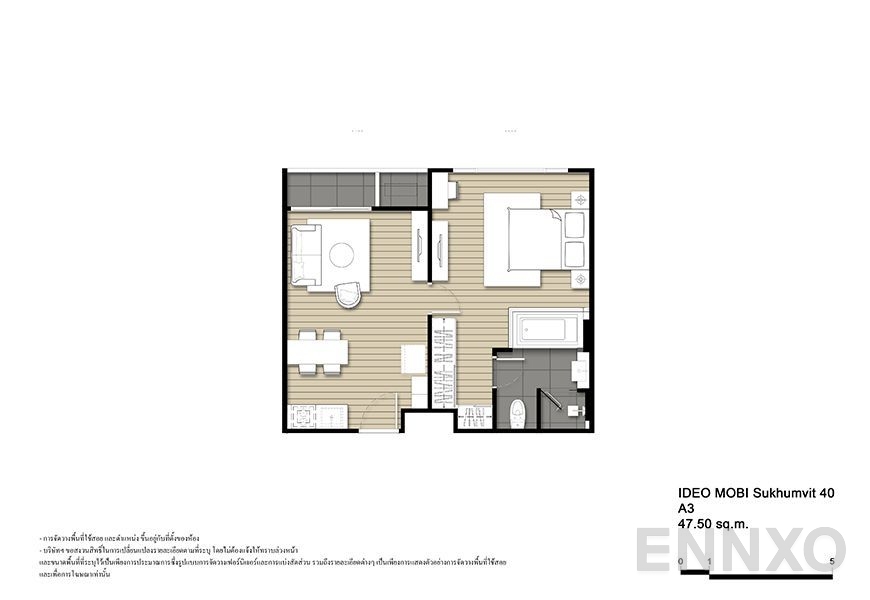 รูปแปลนห้อง A3 ของโครงการ ไอดีโอ โมบิ สุขุมวิท 40