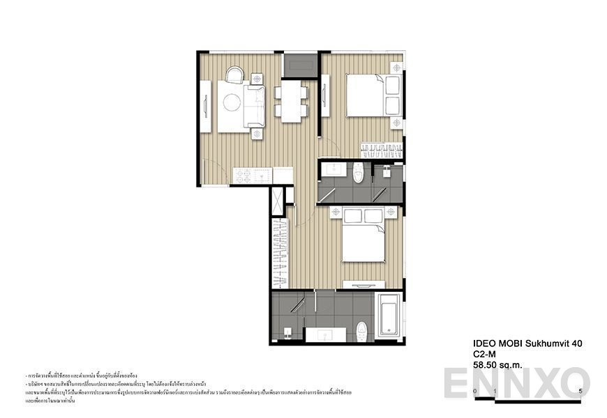 รูปแปลนห้อง C2-M ของโครงการ ไอดีโอ โมบิ สุขุมวิท 40