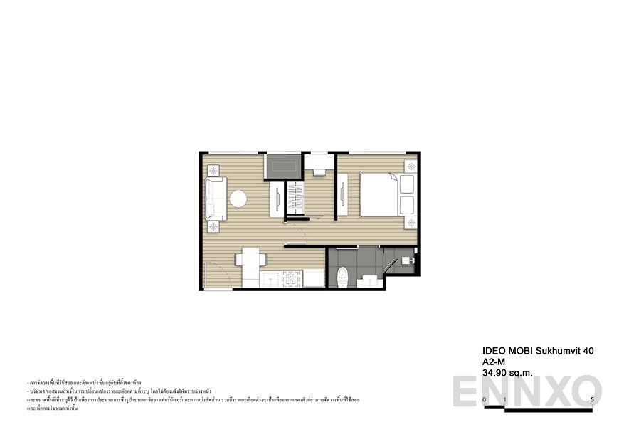 รูปแปลนห้อง A2-M ของโครงการ ไอดีโอ โมบิ สุขุมวิท 40