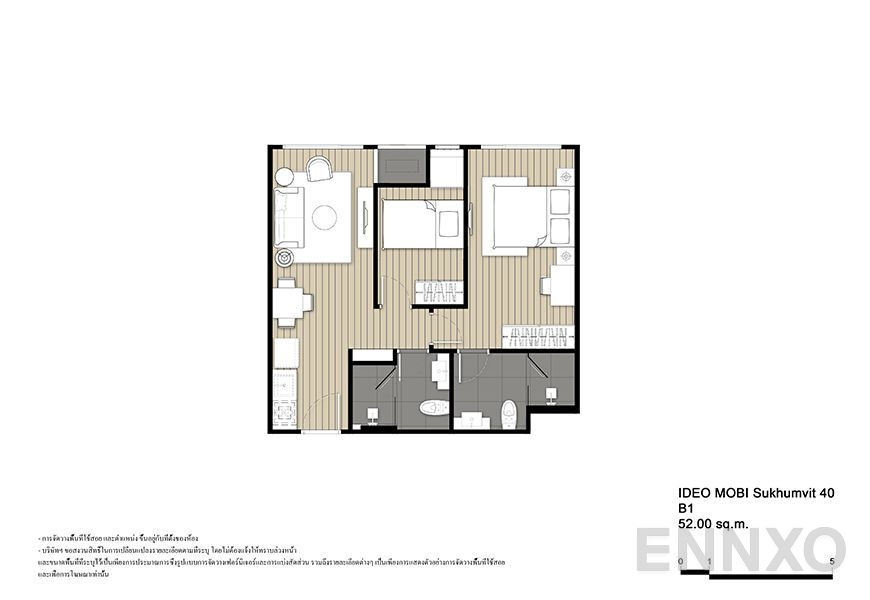รูปแปลนห้อง B1 ของโครงการ ไอดีโอ โมบิ สุขุมวิท 40