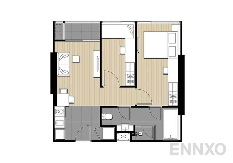 รูปแปลนห้อง 1 Bedroom Plus ของโครงการ ไอดีโอ โมบิ สุขุมวิท 66