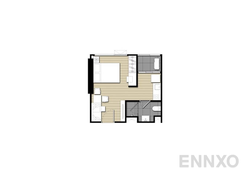 รูปแปลนห้อง Studio ของโครงการ ไอดีโอ โมบิ สุขุมวิท อีสต์พอยท์