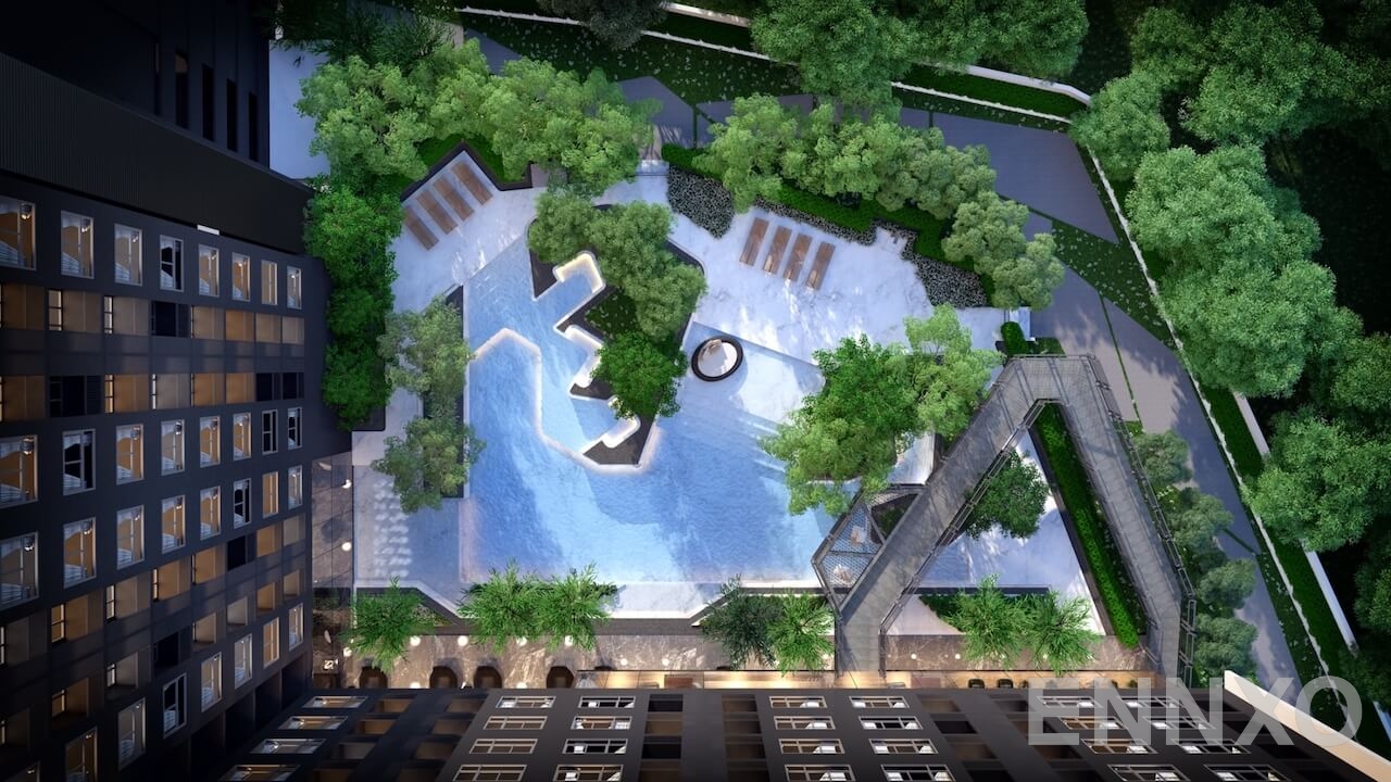 รูป สระว่ายน้ำ ของ โครงการ ไอดีโอ พระราม 9-ตัดใหม่