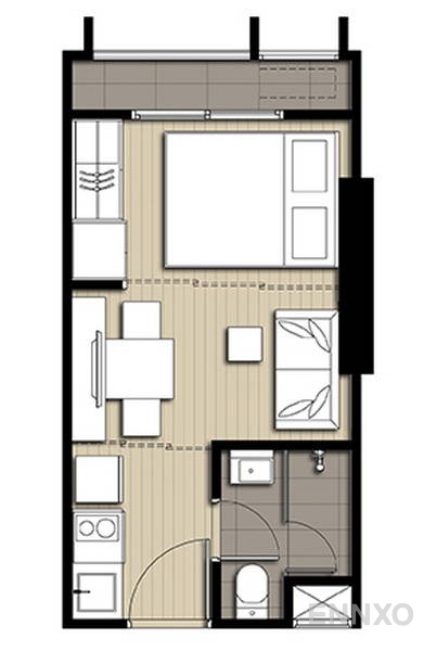 รูปแปลนห้อง Studio ของโครงการ ไอดีโอ คิว จุฬา-สามย่าน