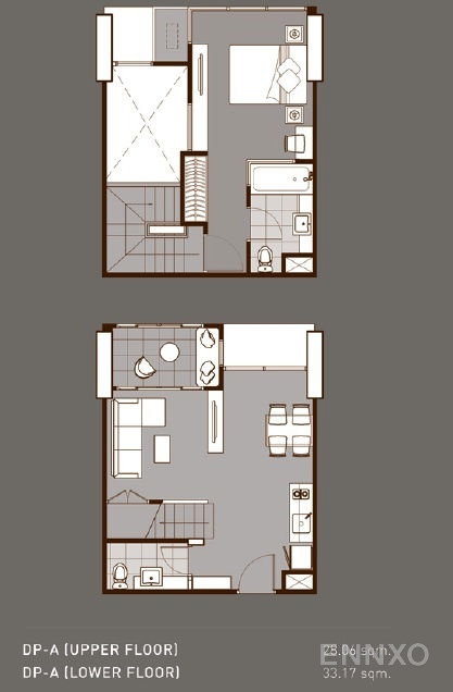 รูปแปลนห้อง Duplex ของโครงการ ไอดีโอ คิว พญาไท
